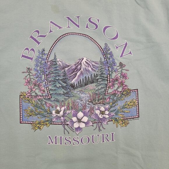 Vintage 90s Floral Flower Shirt Womens Large 21x27 Branson - Picture 16 of 16